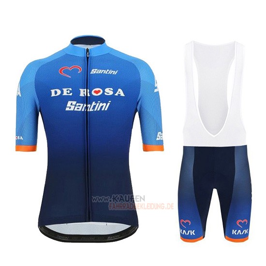 De Rosa Kurzarmtrikot 2019 und Kurze Tragerhose Blau